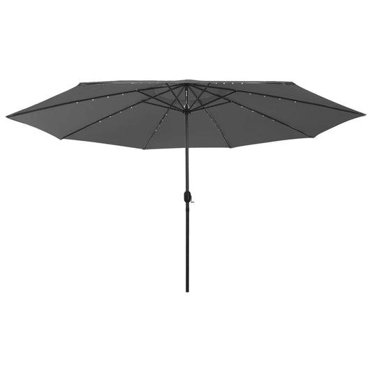 Berkfield Outdoor Parasol with LED Lights and Metal Pole 400 cm Anthracite