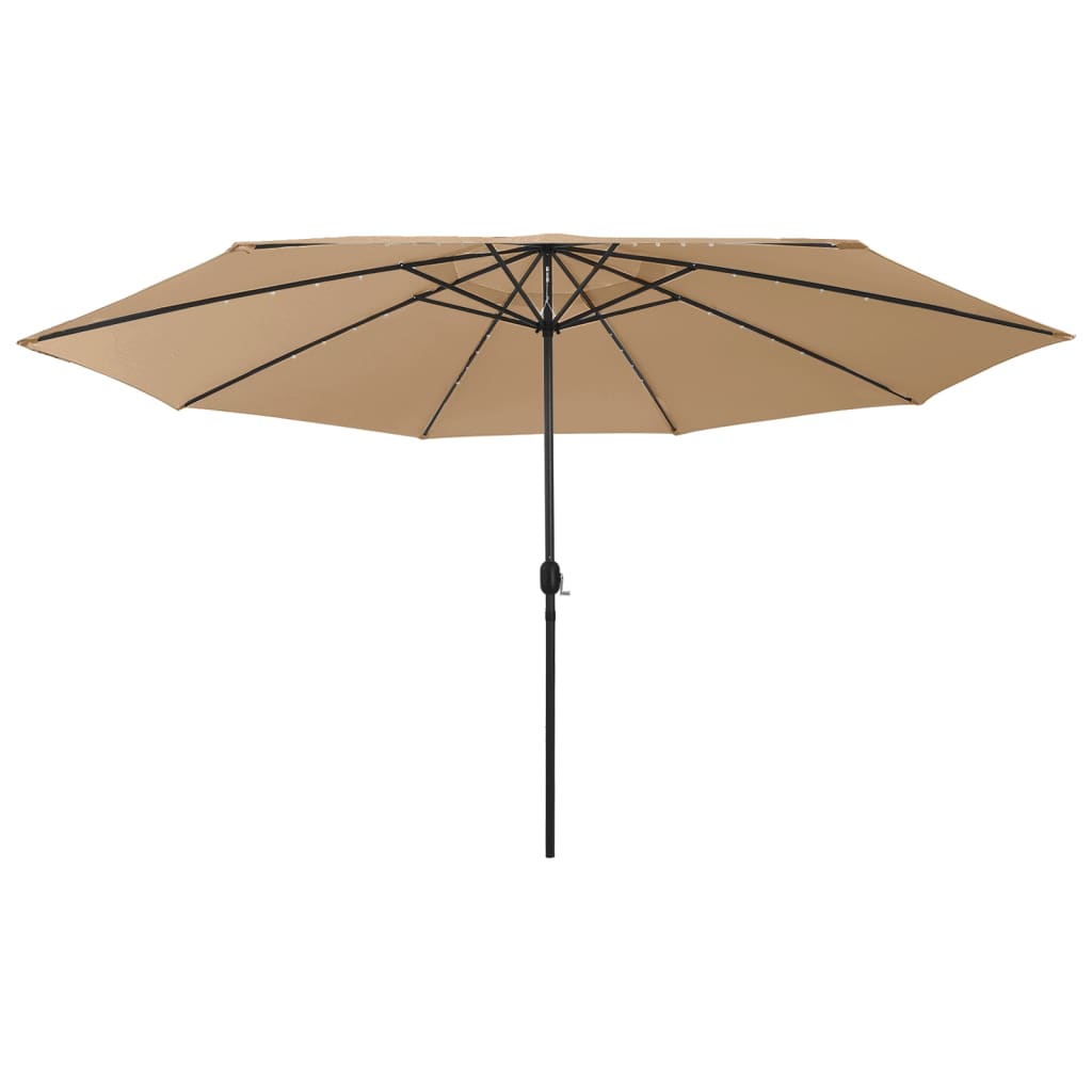 Berkfield Outdoor Parasol with LED Lights and Metal Pole 400 cm Taupe