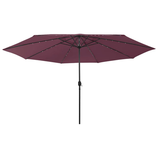 Berkfield Outdoor Parasol with LED Lights and Metal Pole 400 cm Bordeaux Red