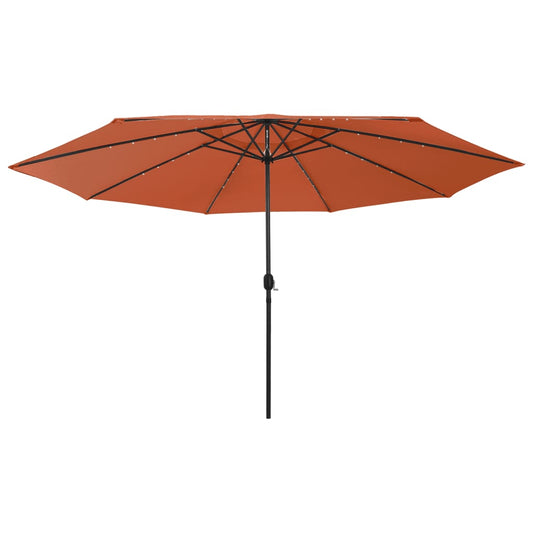 Berkfield Outdoor Parasol with LED Lights and Metal Pole 400 cm Terracotta