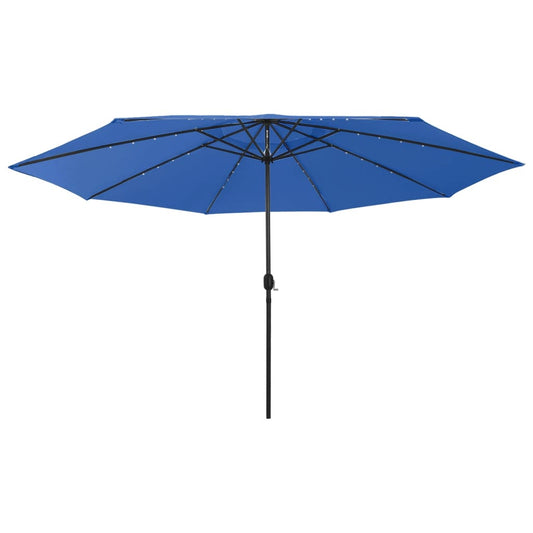 Berkfield Outdoor Parasol with LED Lights and Metal Pole 400 cm Azure Blue
