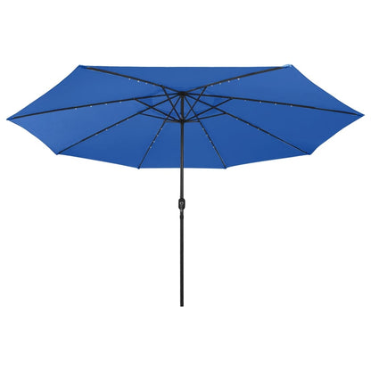 Berkfield Outdoor Parasol with LED Lights and Metal Pole 400 cm Azure Blue