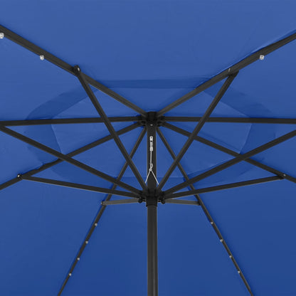Berkfield Outdoor Parasol with LED Lights and Metal Pole 400 cm Azure Blue