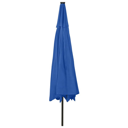 Berkfield Outdoor Parasol with LED Lights and Metal Pole 400 cm Azure Blue