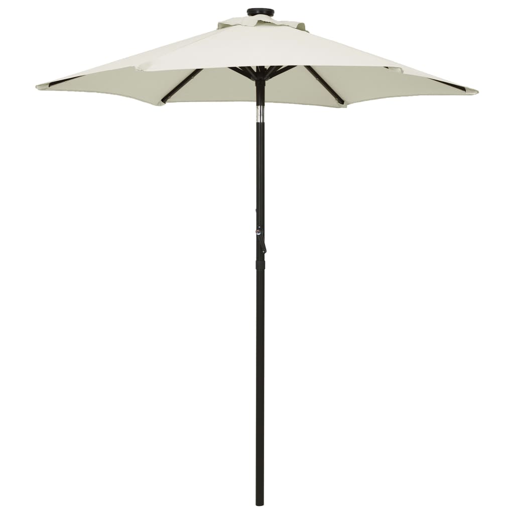 Berkfield Parasol with LED Lights Sand 200x211 cm Aluminium