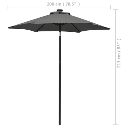 Berkfield Parasol with LED Lights Anthracite 200x211 cm Aluminium