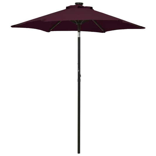 Berkfield Parasol with LED Lights Bordeaux Red 200x211 cm Aluminium