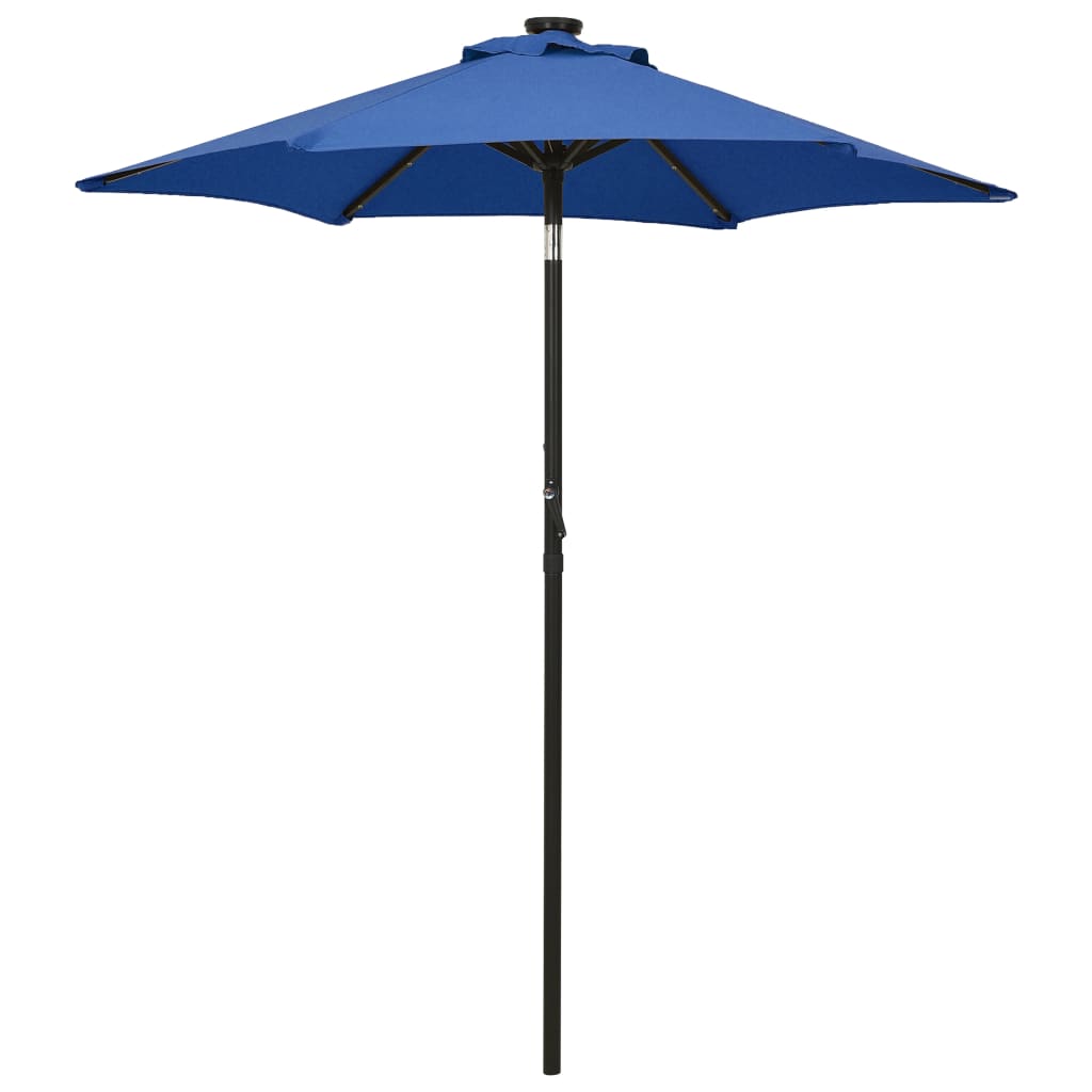Berkfield Parasol with LED Lights Azure Blue 200x211 cm Aluminium