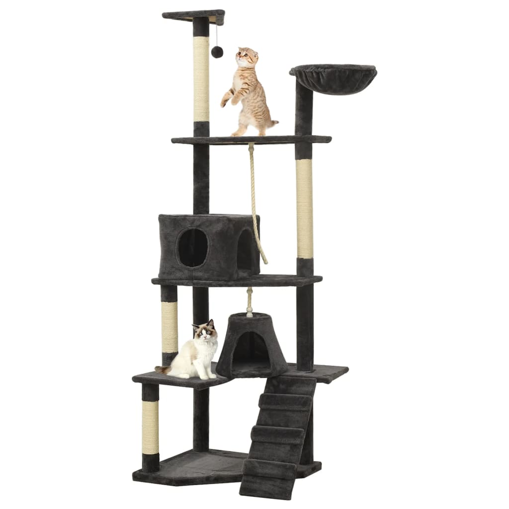 Berkfield Cat Tree with Sisal Scratching Posts Dark Grey 191 cm