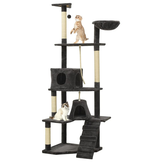Berkfield Cat Tree with Sisal Scratching Posts Dark Grey 191 cm