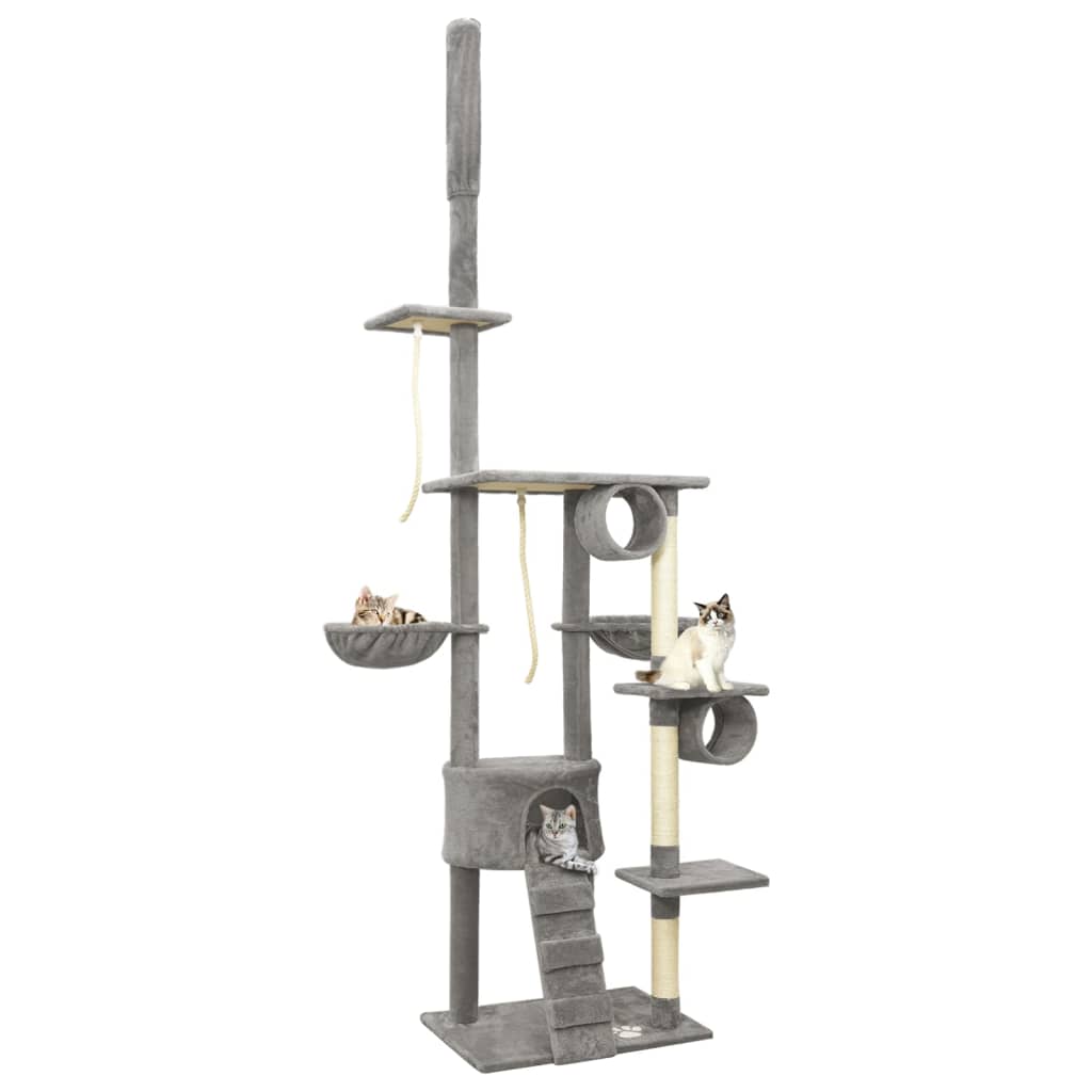 Berkfield Floor to Ceiling Cat Tree Grey 220-240 cm