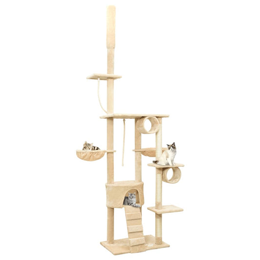 Berkfield Floor to Ceiling Cat Tree Beige 220-240 cm