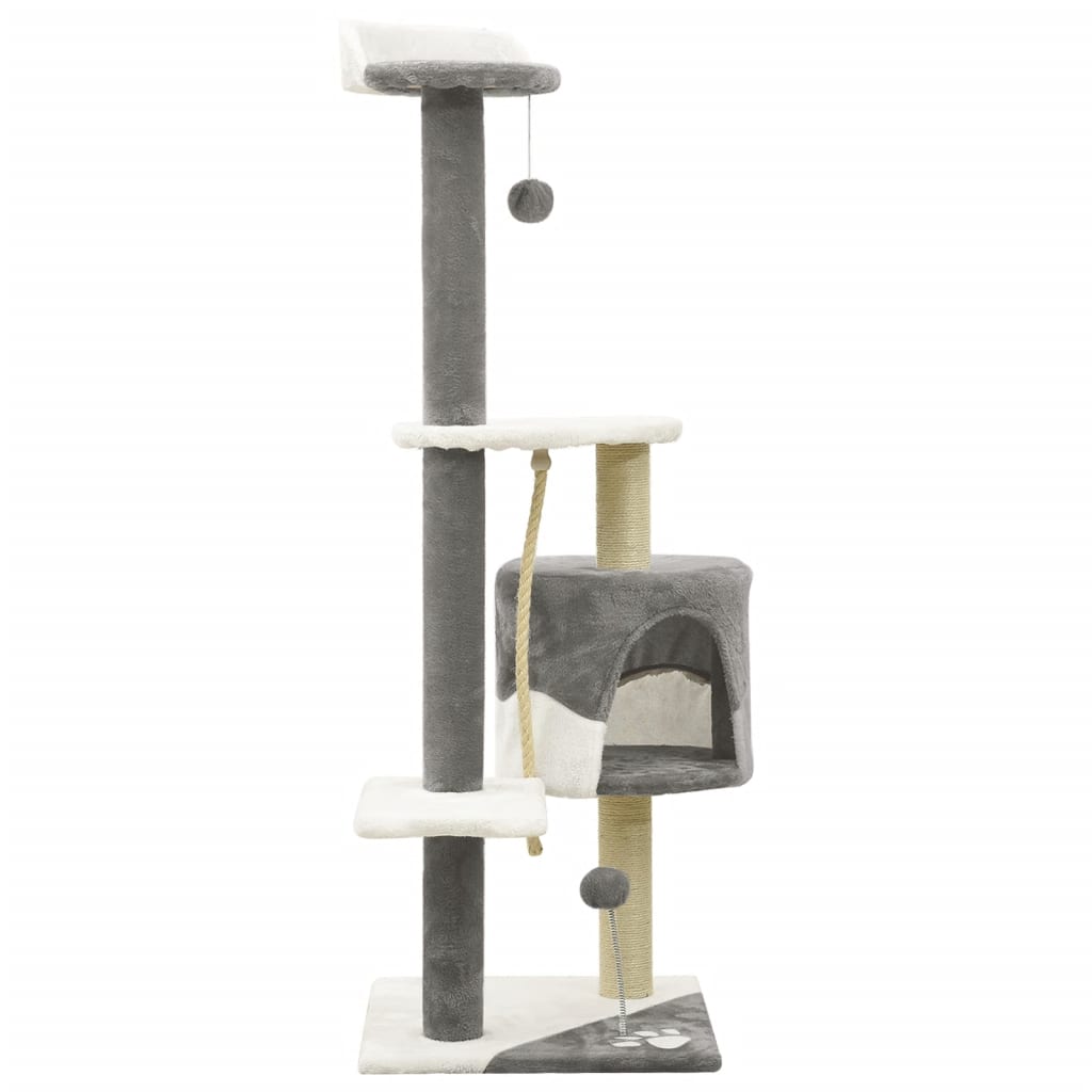 Berkfield Cat Tree with Sisal Scratching Posts Grey and White 120 cm