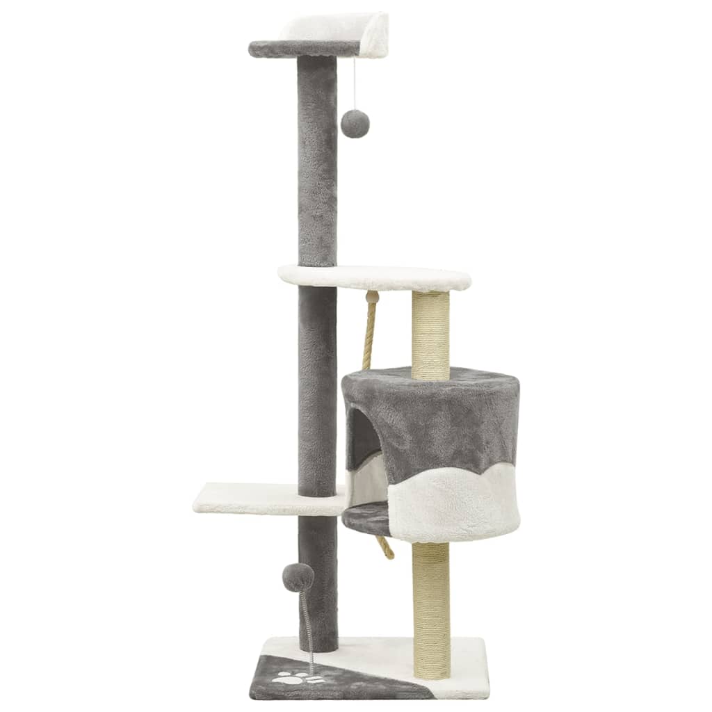 Berkfield Cat Tree with Sisal Scratching Posts Grey and White 120 cm