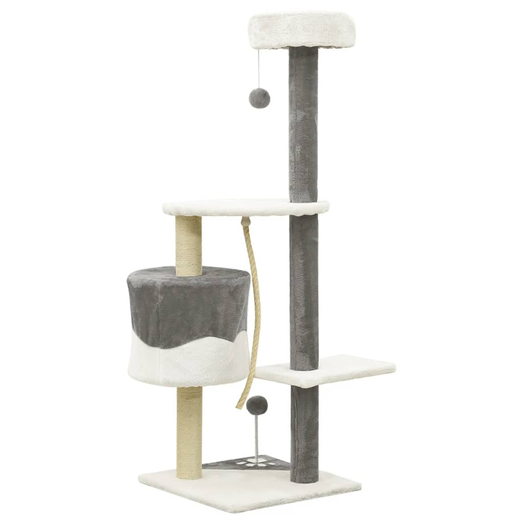 Berkfield Cat Tree with Sisal Scratching Posts Grey and White 120 cm