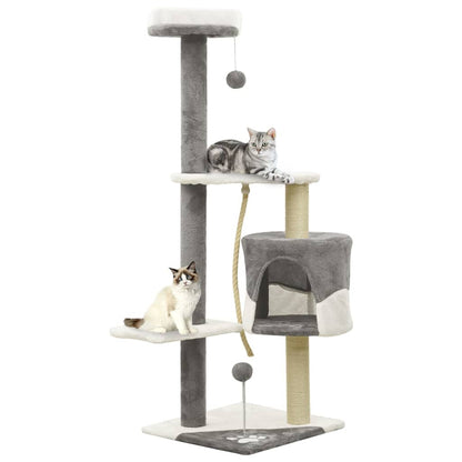 Berkfield Cat Tree with Sisal Scratching Posts Grey and White 120 cm