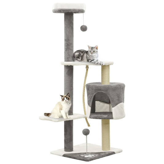 Berkfield Cat Tree with Sisal Scratching Posts Grey and White 120 cm