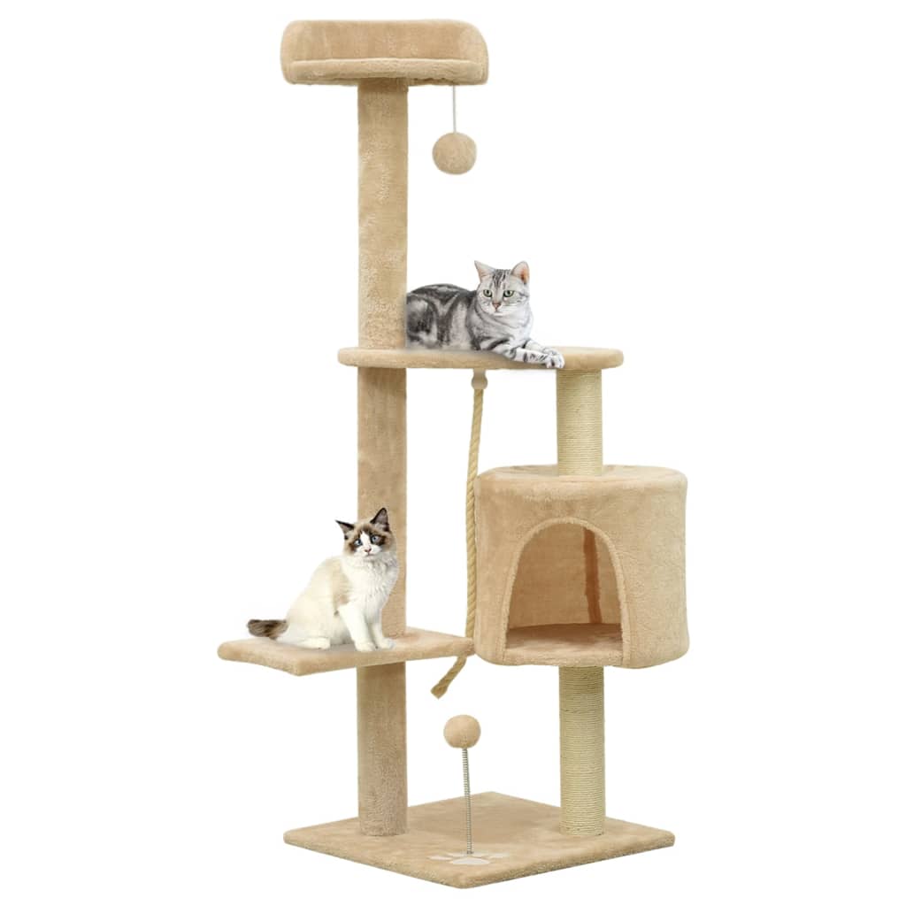 Berkfield Cat Tree with Sisal Scratching Posts Beige 120 cm