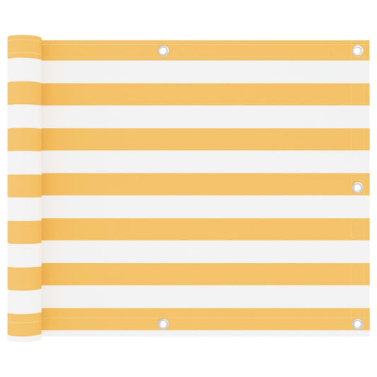 Berkfield Balcony Screen White and Yellow 75x600 cm Oxford Fabric