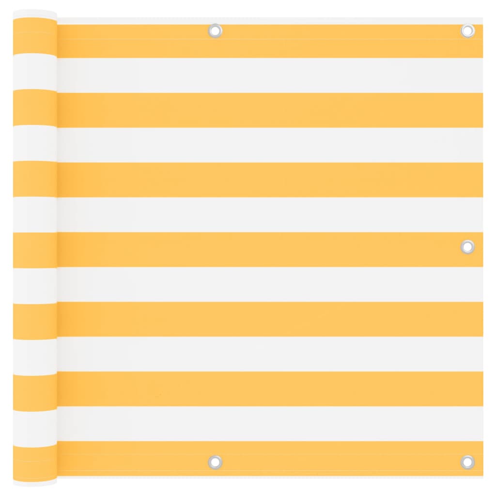 Berkfield Balcony Screen White and Yellow 90x400 cm Oxford Fabric