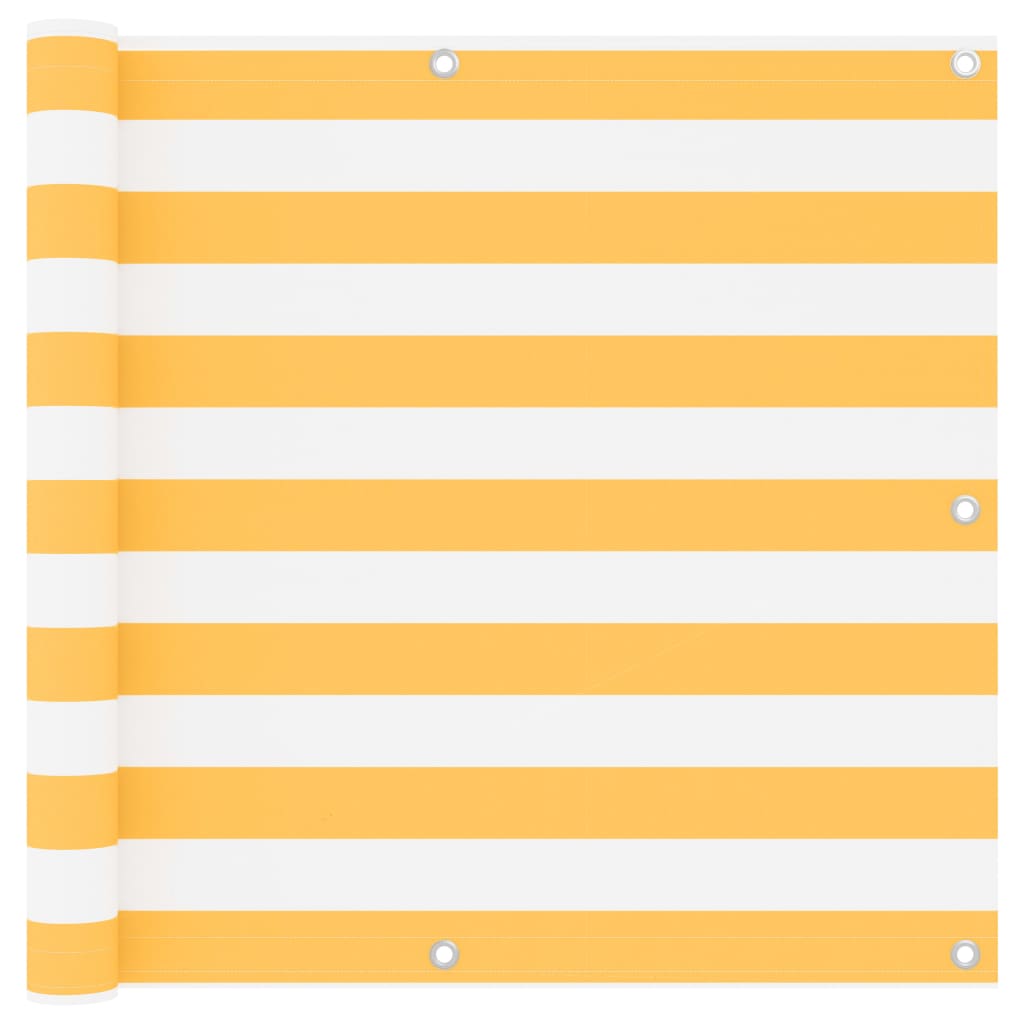 Berkfield Balcony Screen White and Yellow 90x600 cm Oxford Fabric