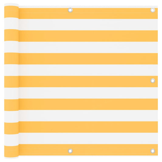 Berkfield Balcony Screen White and Yellow 90x600 cm Oxford Fabric