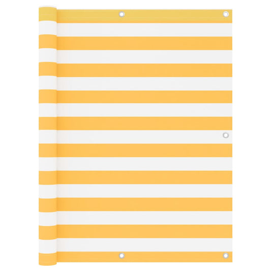 Berkfield Balcony Screen White and Yellow 120x600 cm Oxford Fabric