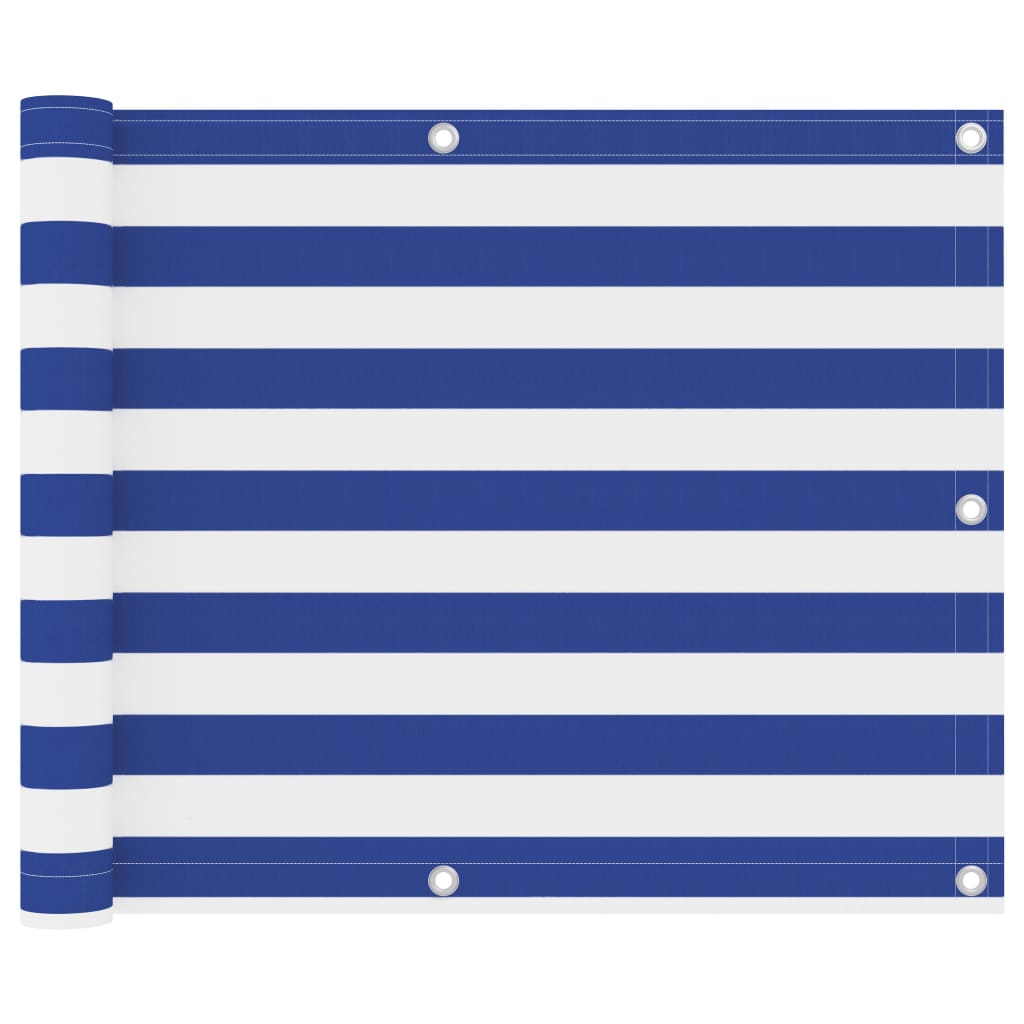 Berkfield Balcony Screen White and Blue 75x600 cm Oxford Fabric
