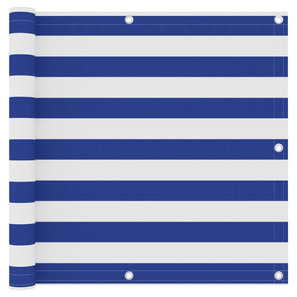 Berkfield Balcony Screen White and Blue 90x600 cm Oxford Fabric