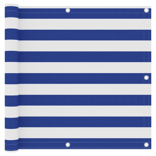 Berkfield Balcony Screen White and Blue 90x600 cm Oxford Fabric