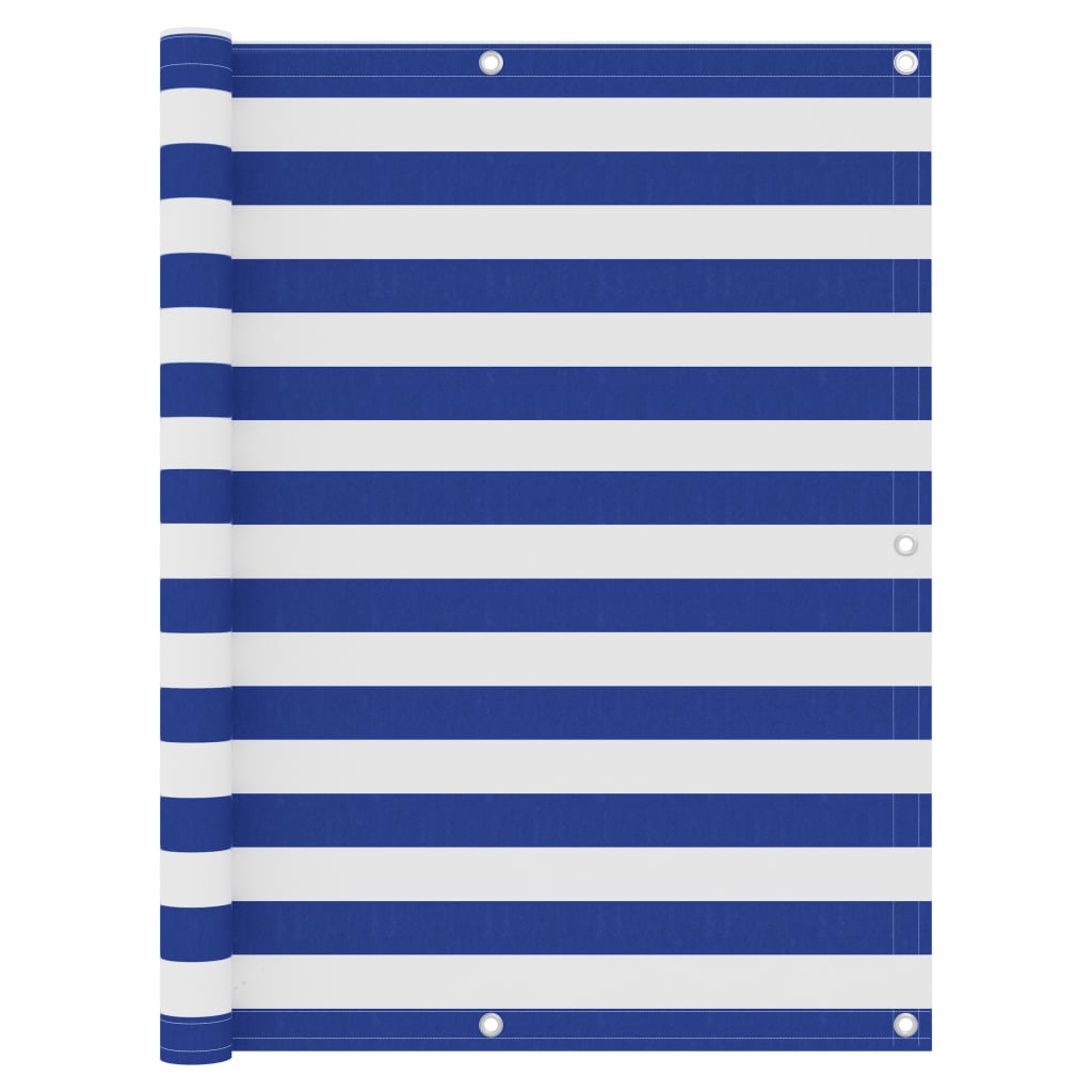 Berkfield Balcony Screen White and Blue 120x600 cm Oxford Fabric