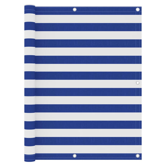 Berkfield Balcony Screen White and Blue 120x600 cm Oxford Fabric