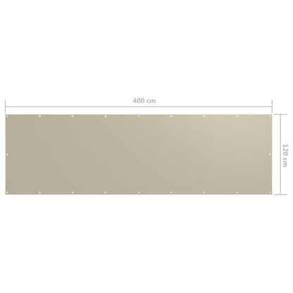 Berkfield Balcony Screen Beige 120x400 cm Oxford Fabric
