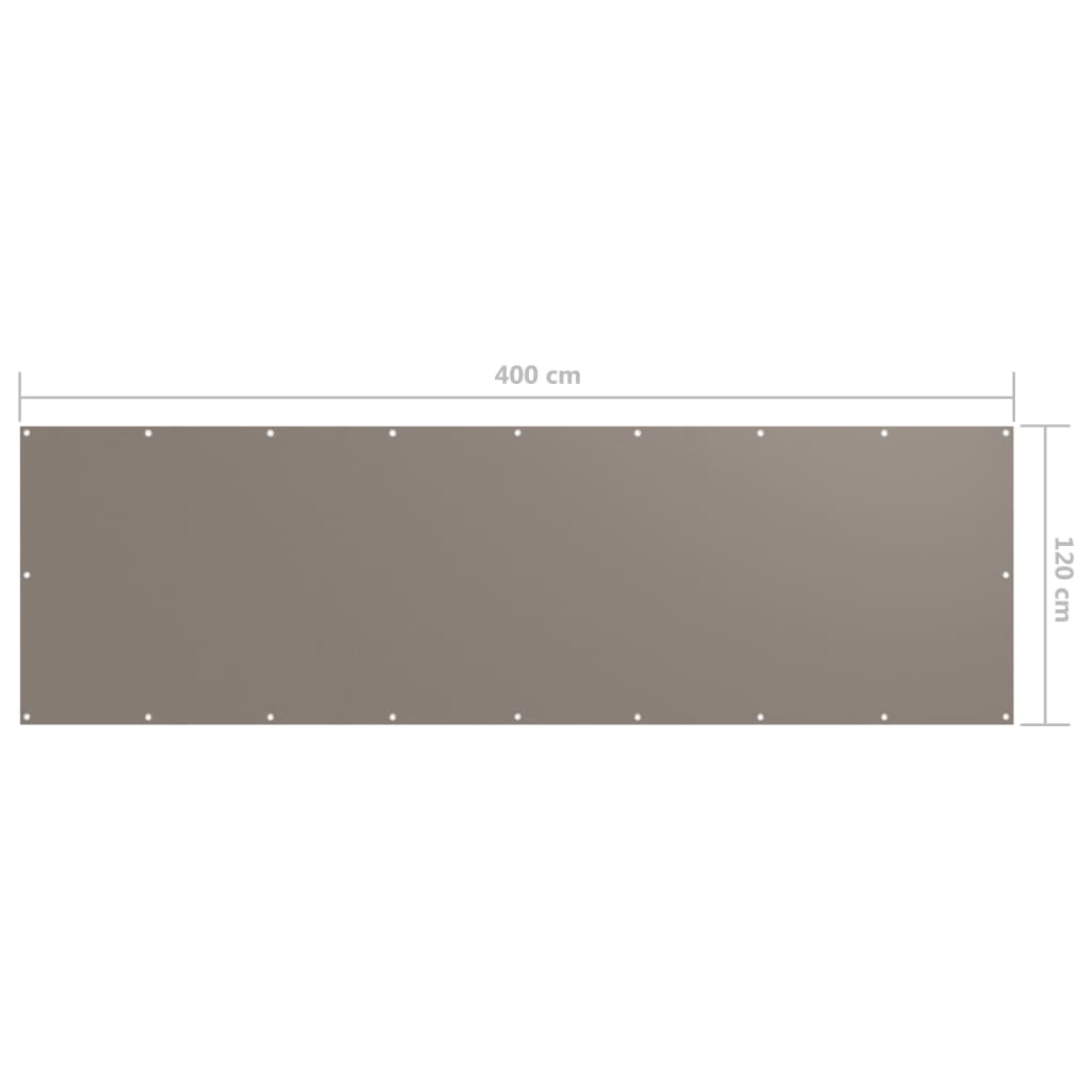 Berkfield Balcony Screen Taupe 120x400 cm Oxford Fabric