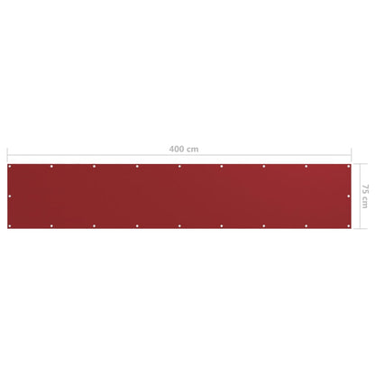 Berkfield Balcony Screen Red 75x400 cm Oxford Fabric