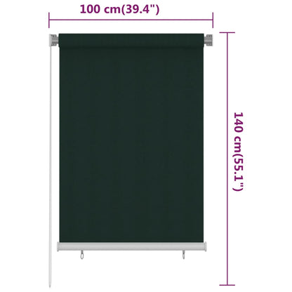 Berkfield Outdoor Roller Blind 100x140 cm Dark Green HDPE