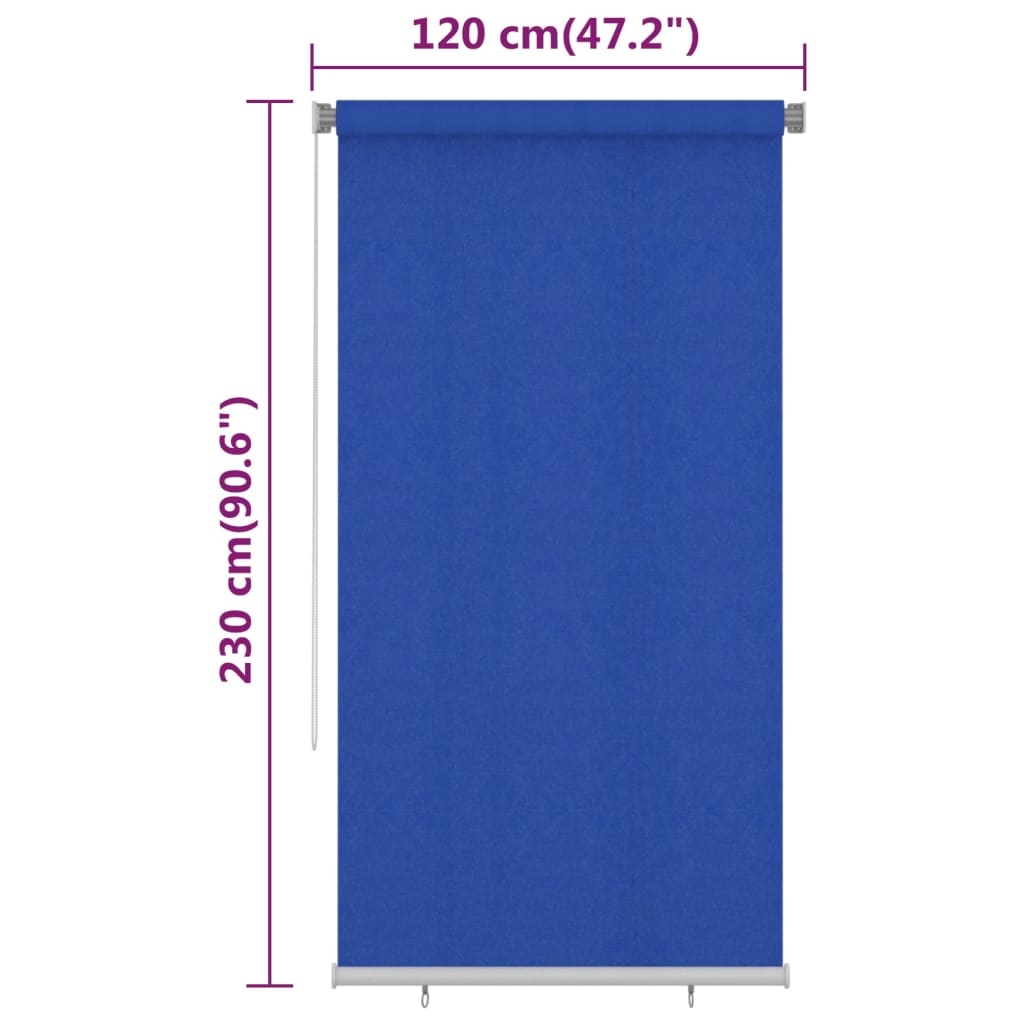 Berkfield Outdoor Roller Blind 120x230 cm Blue HDPE