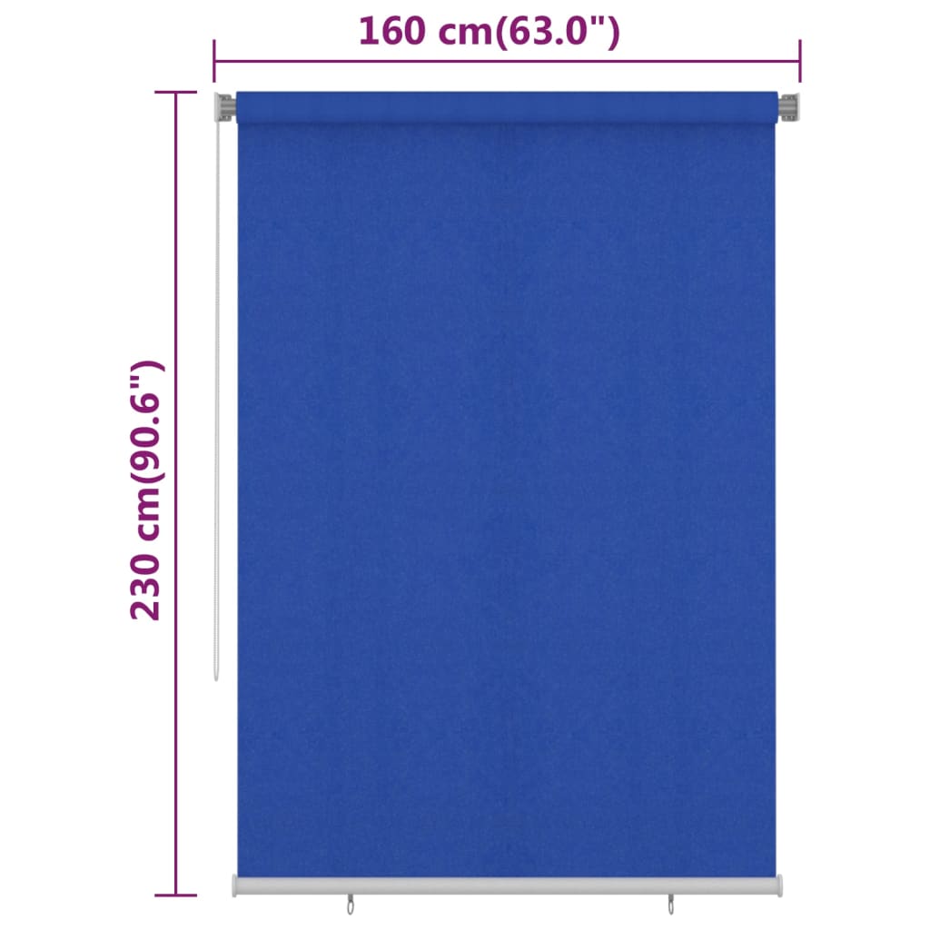 Berkfield Outdoor Roller Blind 160x230 cm Blue HDPE