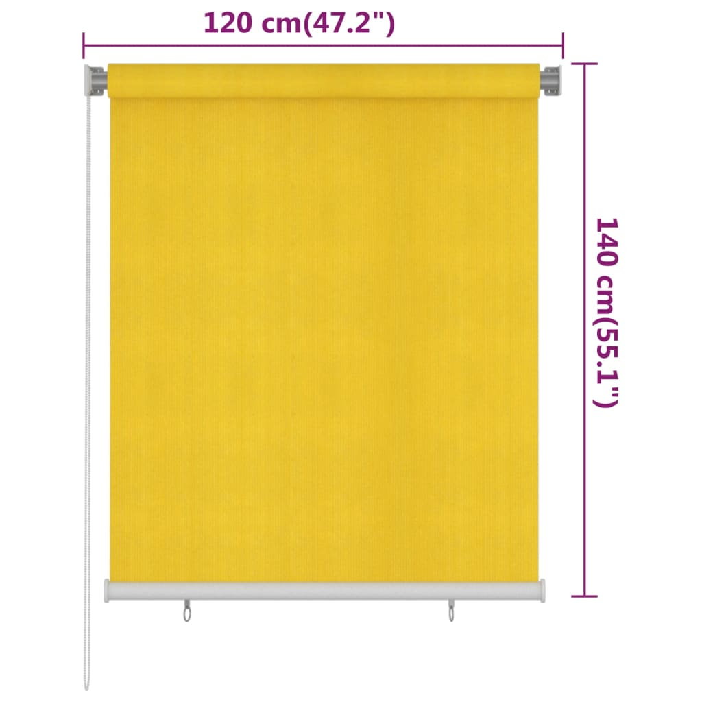 Berkfield Outdoor Roller Blind 120x140 cm Yellow HDPE