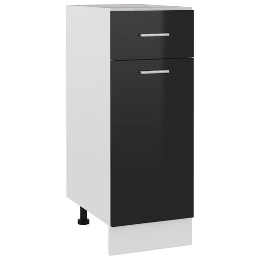 Berkfield Drawer Bottom Cabinet High Gloss Black 30x46x81.5 cm Engineered Wood