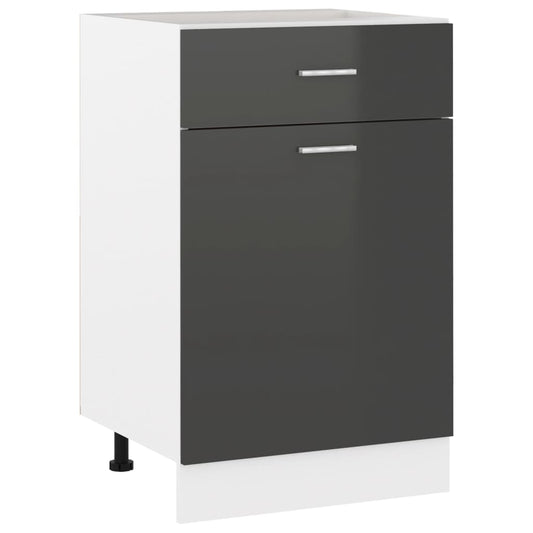 Berkfield Drawer Bottom Cabinet High Gloss Grey 50x46x81.5 cm Engineered Wood