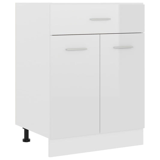 Berkfield Drawer Bottom Cabinet High Gloss White 60x46x81.5 cm Engineered Wood