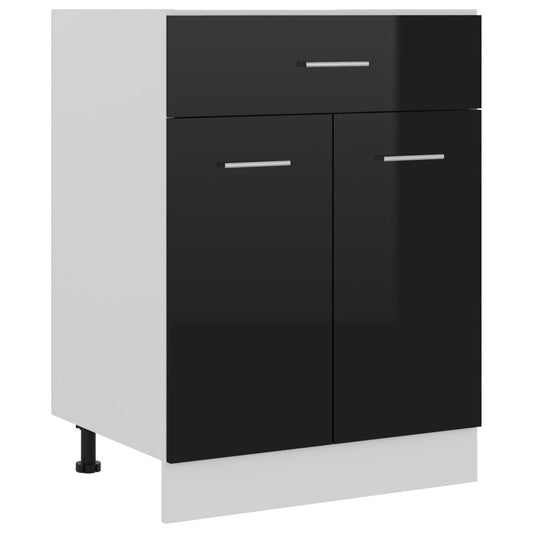 Berkfield Drawer Bottom Cabinet High Gloss Black 60x46x81.5 cm Engineered Wood