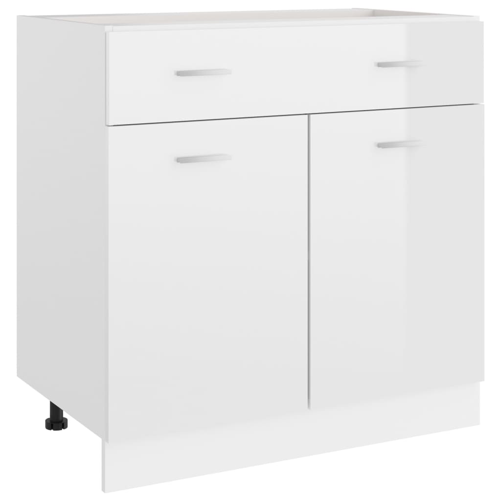 Berkfield Drawer Bottom Cabinet High Gloss White 80x46x81.5 cm Engineered Wood
