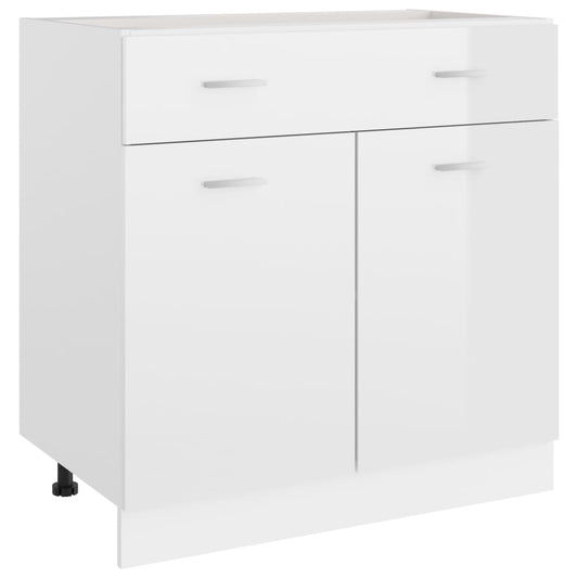 Berkfield Drawer Bottom Cabinet High Gloss White 80x46x81.5 cm Engineered Wood