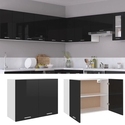 Berkfield Hanging Cabinet High Gloss Black 80x31x60 cm Engineered Wood