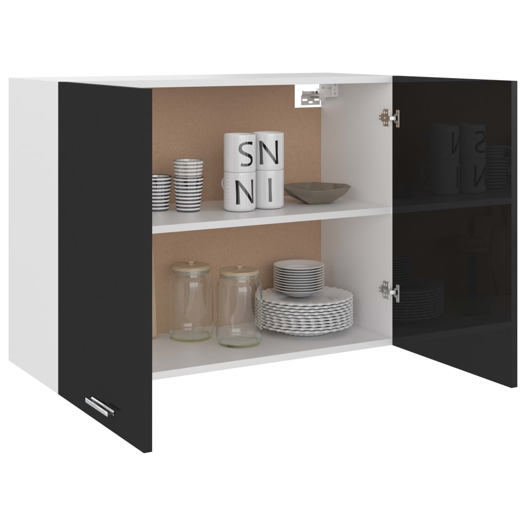 Berkfield Hanging Cabinet High Gloss Black 80x31x60 cm Engineered Wood