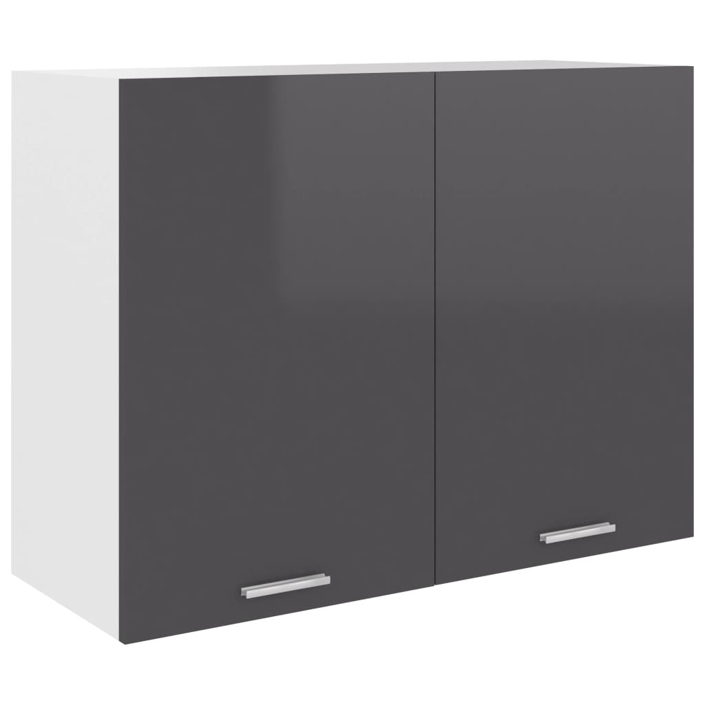 Berkfield Hanging Cabinet High Gloss Grey 80x31x60 cm Engineered Wood