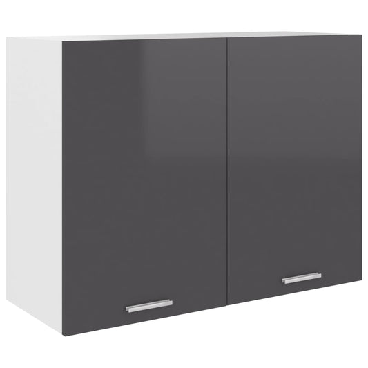 Berkfield Hanging Cabinet High Gloss Grey 80x31x60 cm Engineered Wood