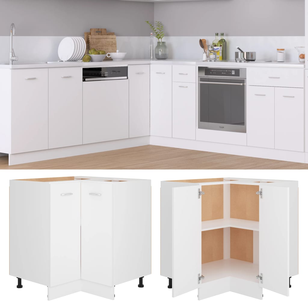 Berkfield Corner Bottom Cabinet White 75.5x75.5x80.5 cm Engineered Wood